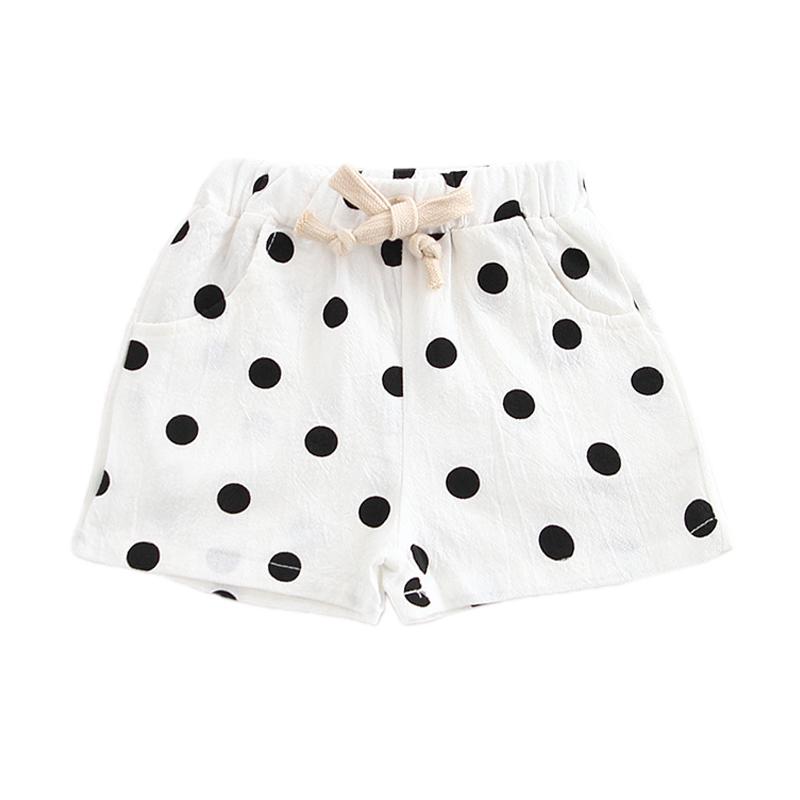 Selfyi Zomer kinderen baby meisjes stip print korte broek broek kinderen knielengte casual shorts 110 wit