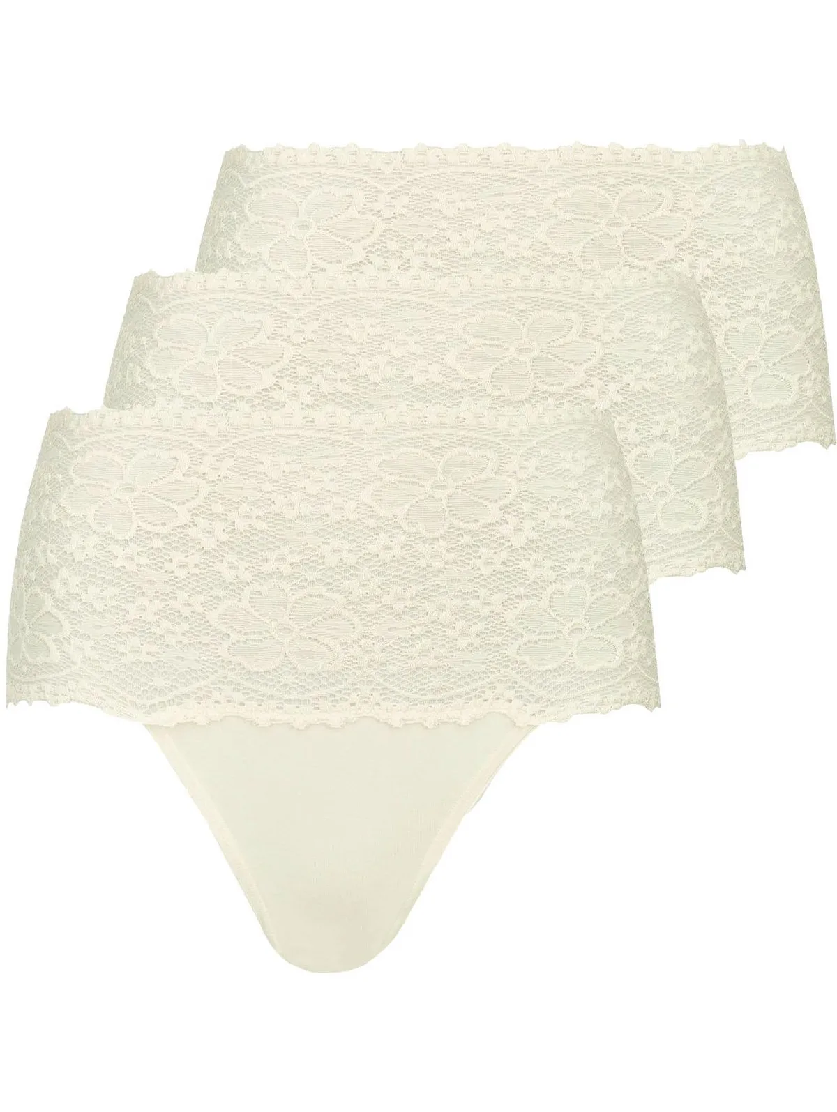 Nina von C 3- pack - dames taille slip kant - Biologisch katoen - Voordeelverpakking - Aanbieding