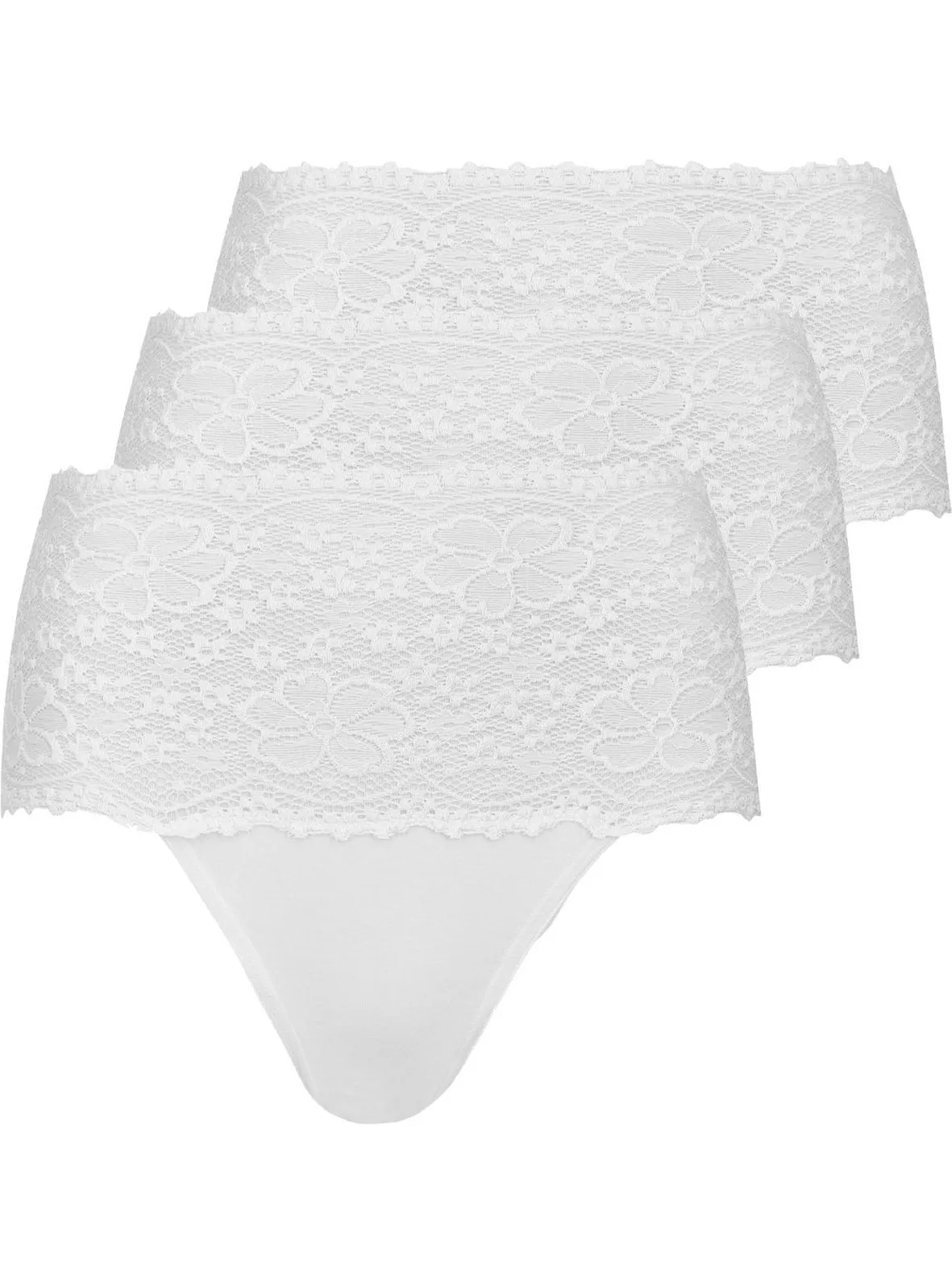 Nina von C 3- pack - dames taille slip kant - Biologisch katoen - Voordeelverpakking - Aanbieding