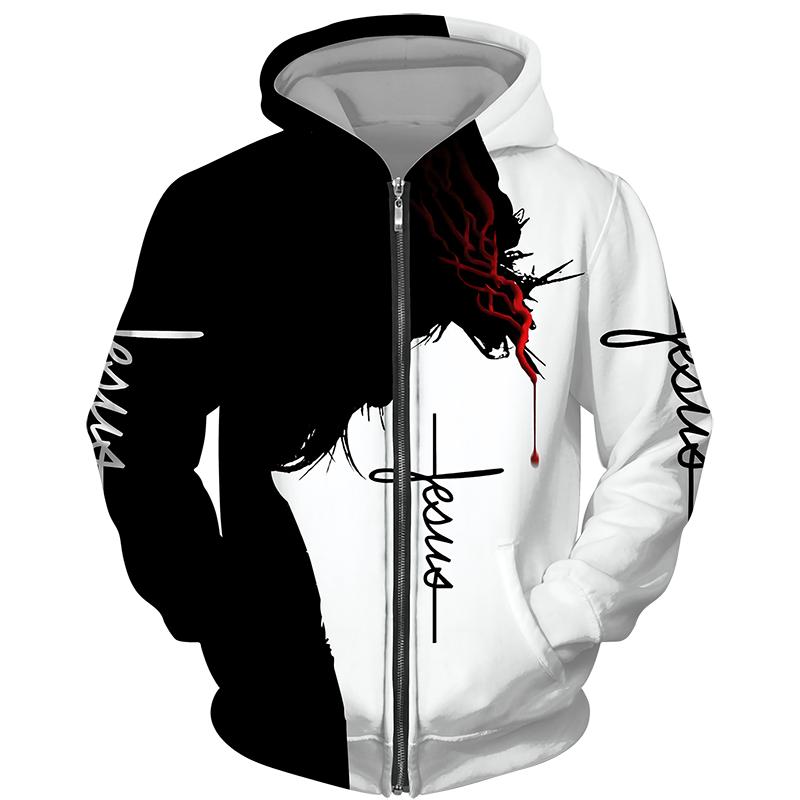 TIP723 Lente Herfst Heren Rits Hoodie Sweatshirts 3D Dier Leeuw Beest Afdrukken Capuchon Trui Mode Jas Casual Sportkleding L