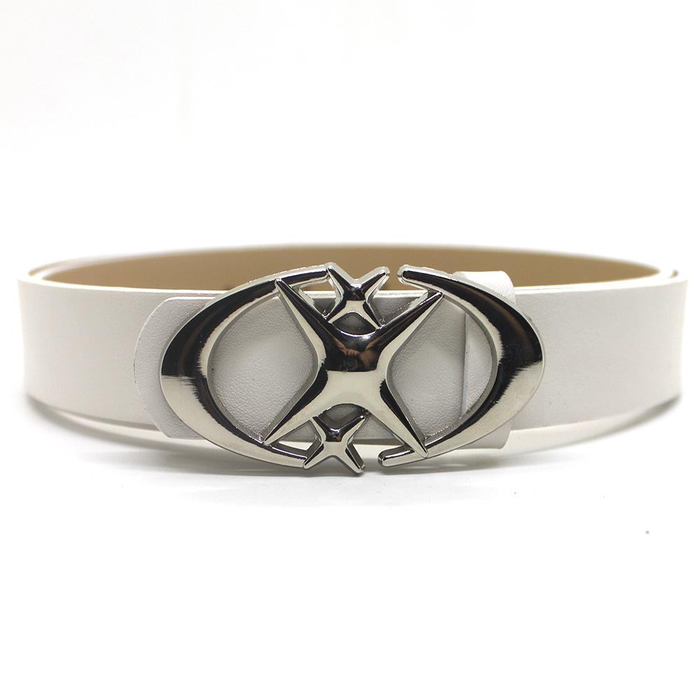 NATAWA Vintage Mannen Vrouwen Punk Kruis Ster Gesp Riem Ontwerp Metalen Gotische Y2k Riem Pu Leren Tailleband Jeans Broek Decoratieve Riem