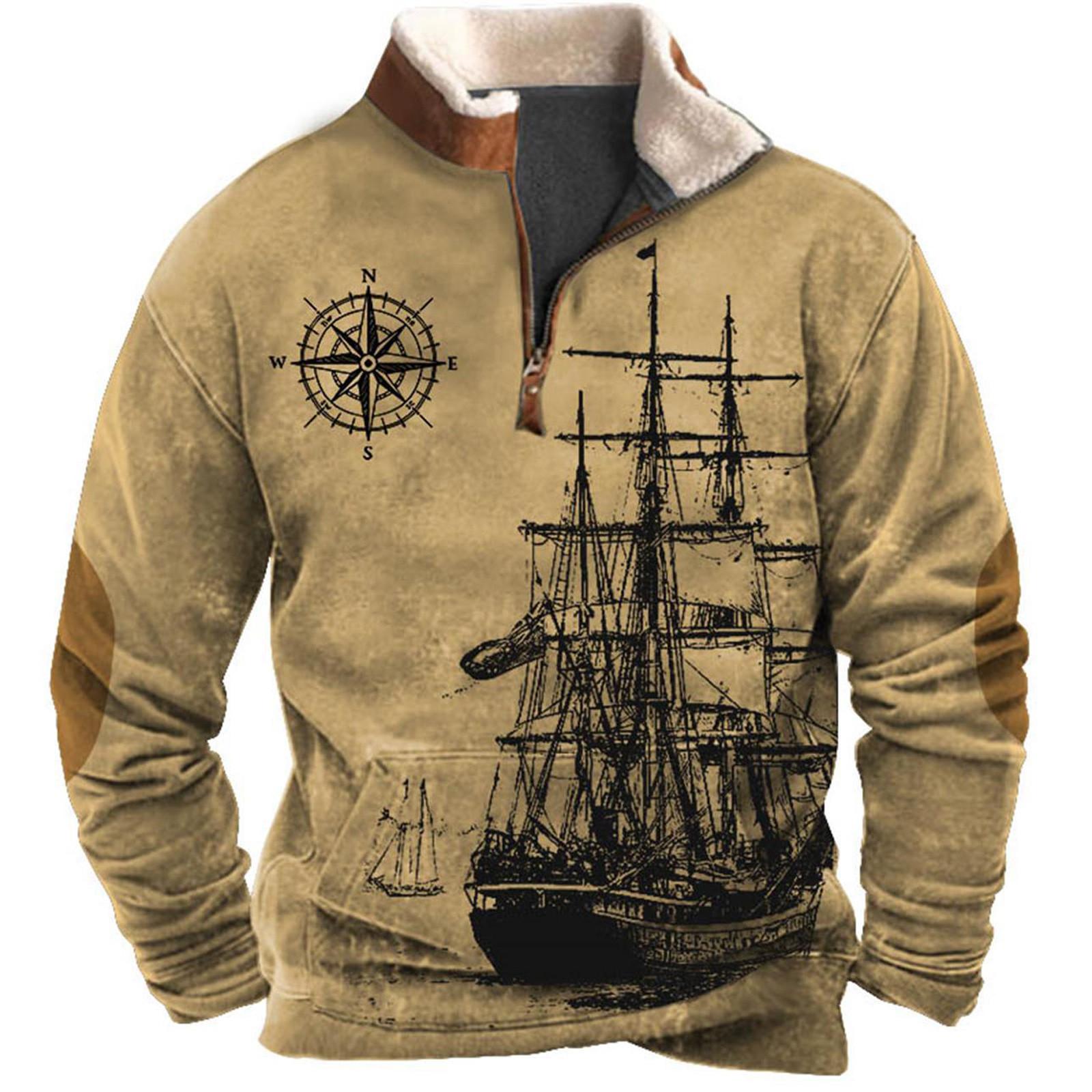 Winnerer Neptune Lente en herfst herensweatshirt met staande kraag is outdoor casual truien tops XXXXXL kaki