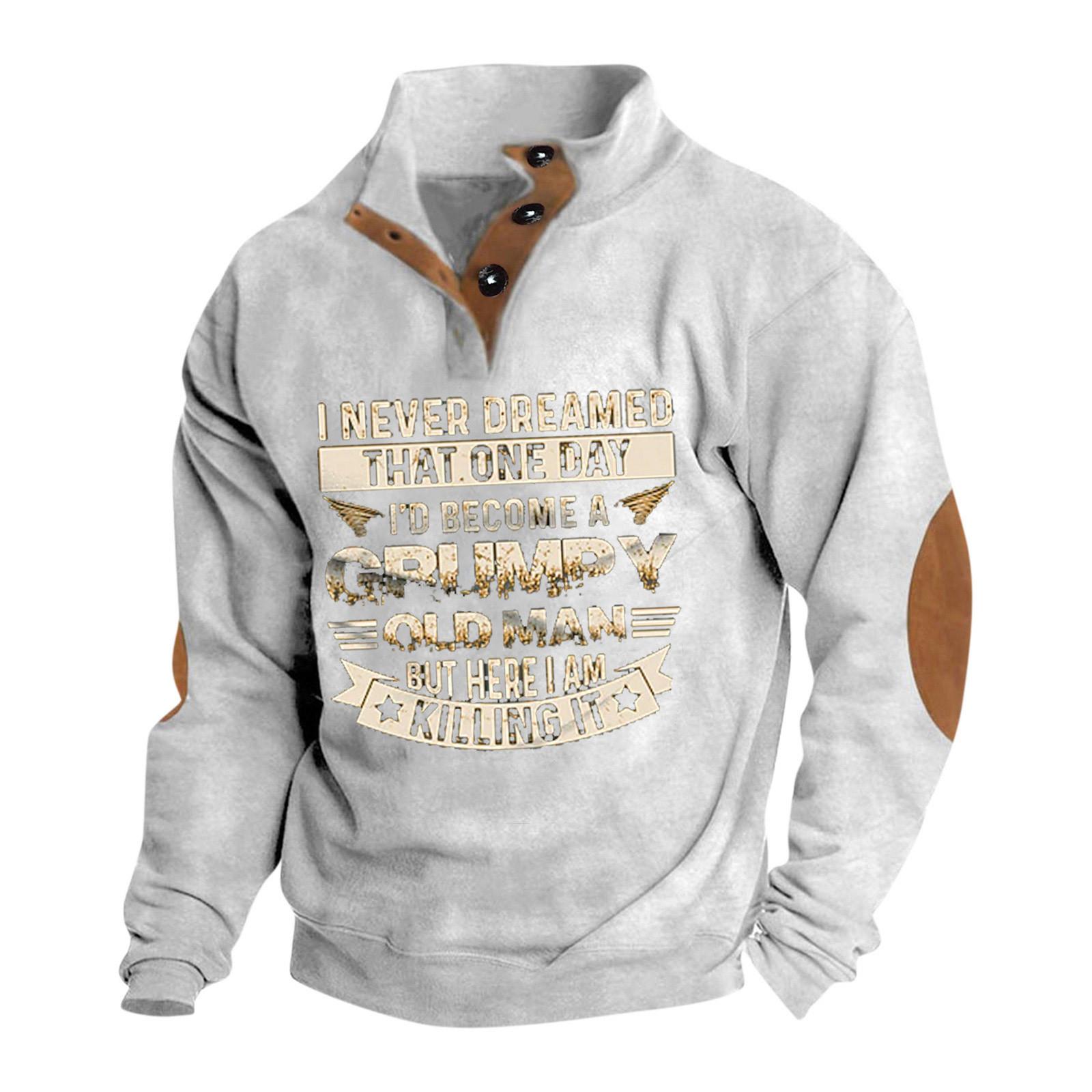 Winnerer Neptune Lente en herfst herensweatshirt met staande kraag is outdoor casual truien tops XL wit