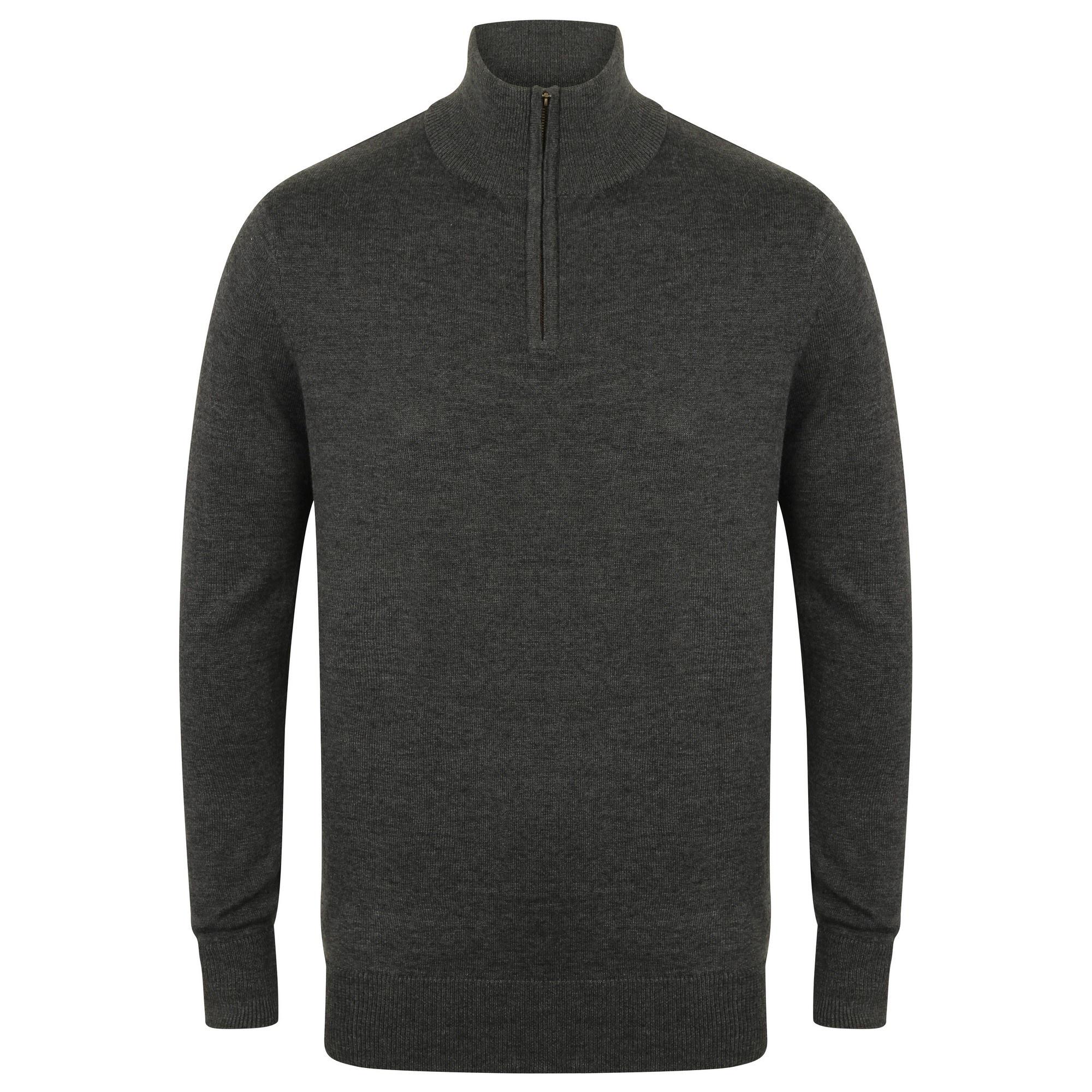 Henbury herentrui met 1/4 rits en lange mouwen M