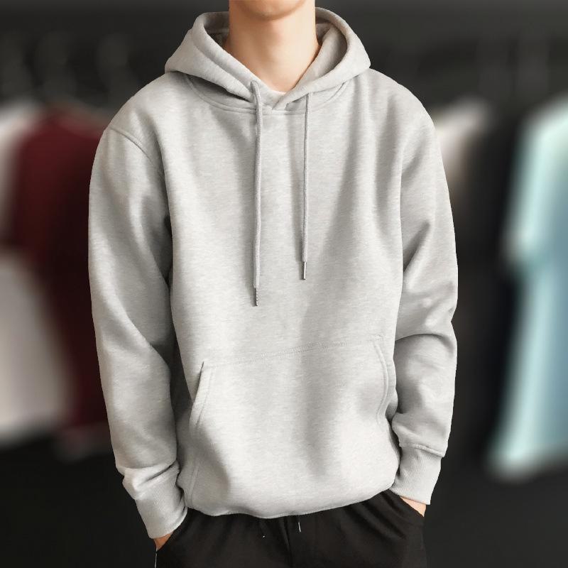 AI Supermarket Trendy sweatshirt met capuchon voor heren met fleecevoering - dikke pulloverjas voor herfst en winter, Koreaanse stijl 5XL grijs