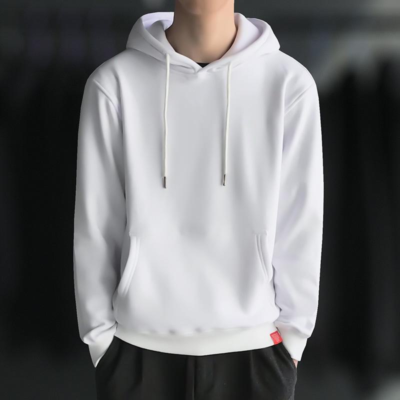AI Supermarket Trendy sweatshirt met capuchon voor heren met fleecevoering - dikke pulloverjas voor herfst en winter, Koreaanse stijl 5XL wit