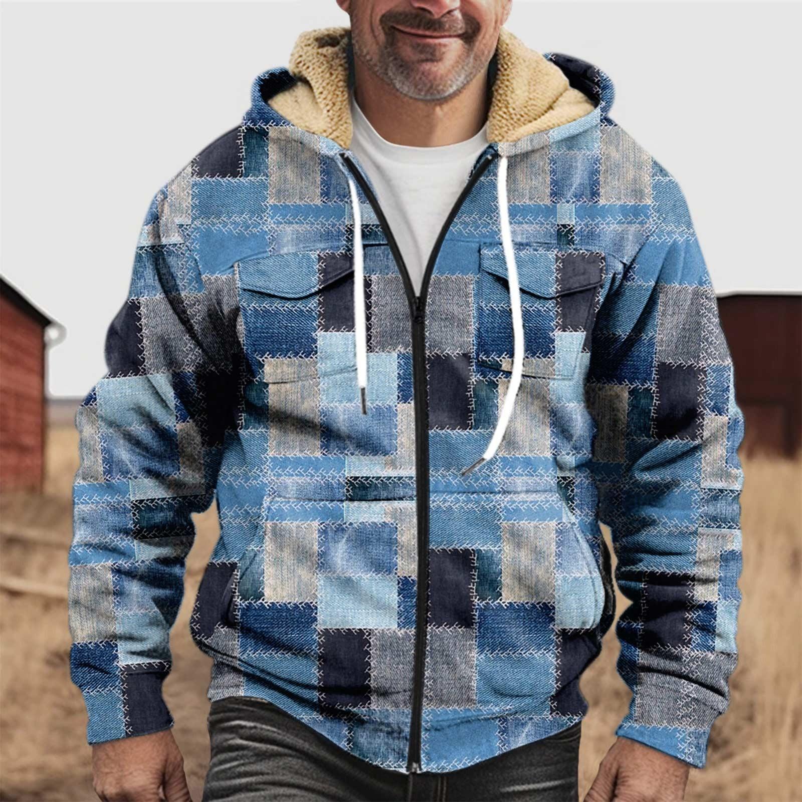 Ren Fashion Heren verdikt dubbelzakjack met knoopsluiting en inzetzak van katoen L blauw