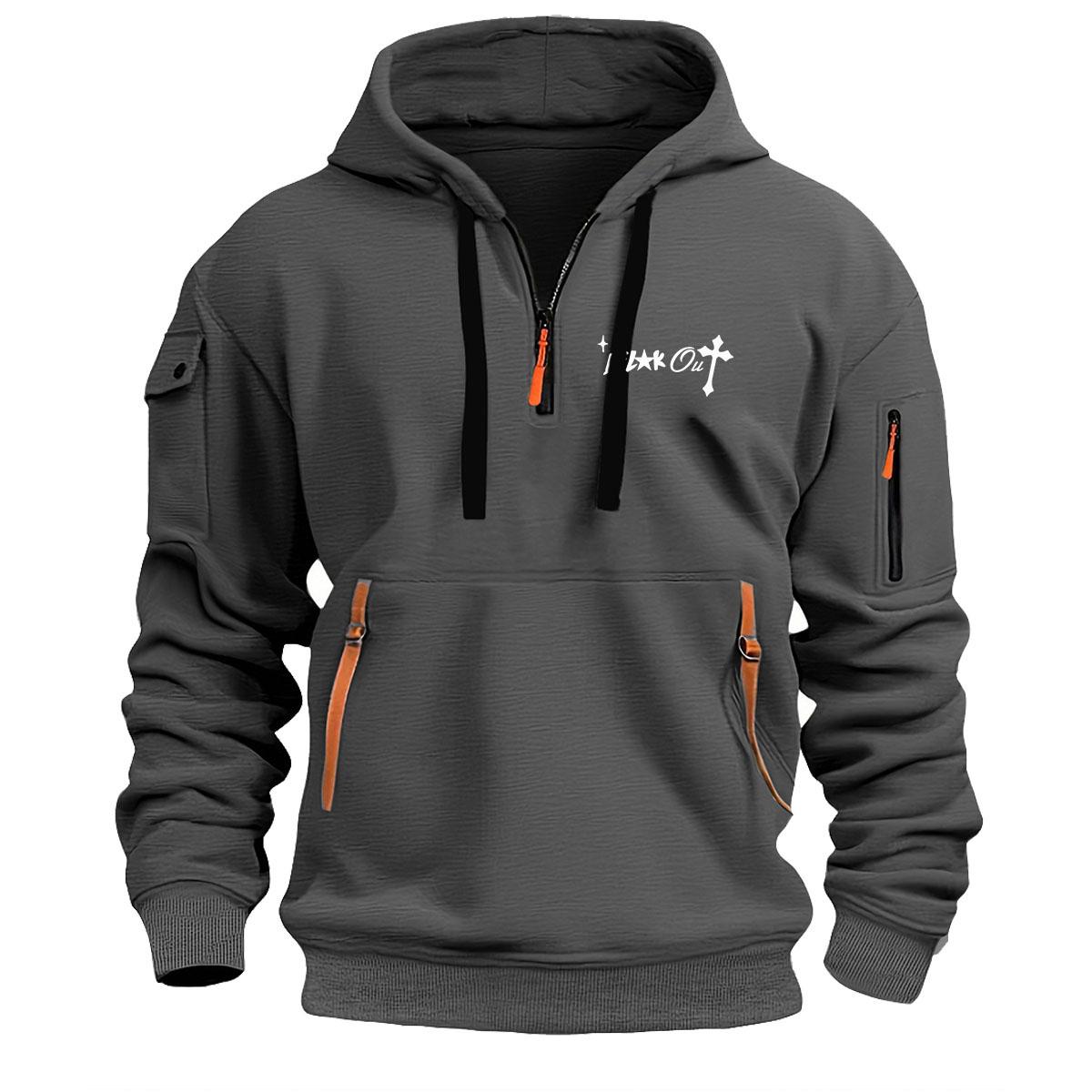 FEGKZLI Fashion Nieuwe herenhoodie Kwartrits Hoodies Zak Sport & Outdoor Streetwear Cool Casual Lente Herfst Kleding Hoodies Sweatshirts XXXL donkergrijze kleur