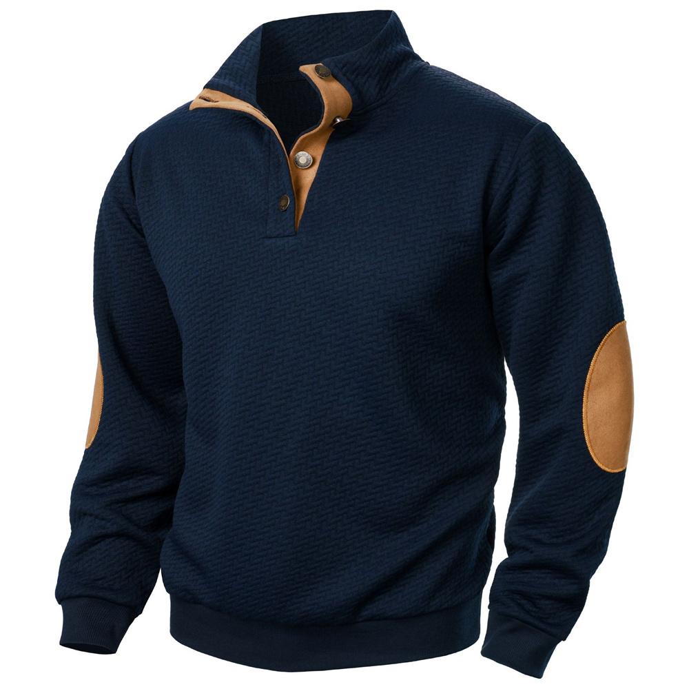 King Billion Heren Jacquard Patchwork Vintage Sweatshirts Lange Mouw Hoodie Casual Truien Herfst Sweatshirt Jas Streetwear XXL marineblauwe kleur