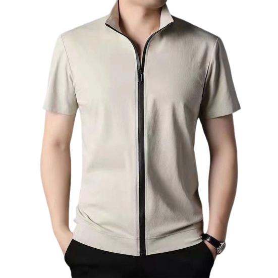 Talos Men Clothing Heren Zomer Shirt Cardigan Ritssluiting Opstaande Kraag Effen Kleur Slim Fit Rekbaar Goed Ademend Casual Dagelijks Dragen Sport Tennis Golf Kantoor L wit