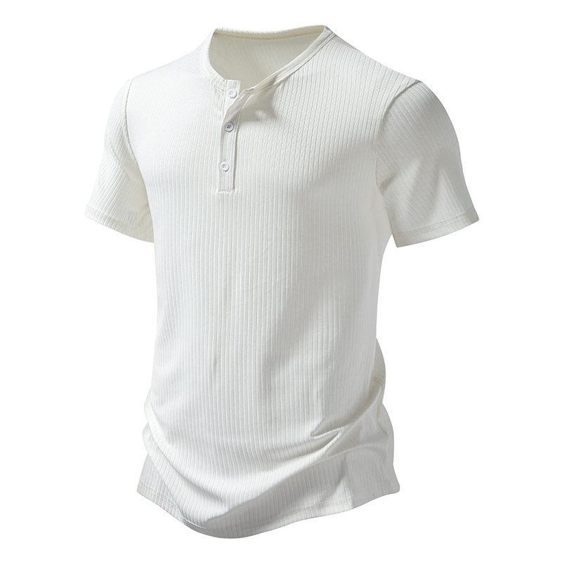 Phoca largha Heren Zomer Casual Geribbelde Slim Fit Henley Shirts Ademende Workout Atletische T-shirts Shirt Knoop Basic Tops voor Heren Lichtgewicht Korte Mouw T-shirts L