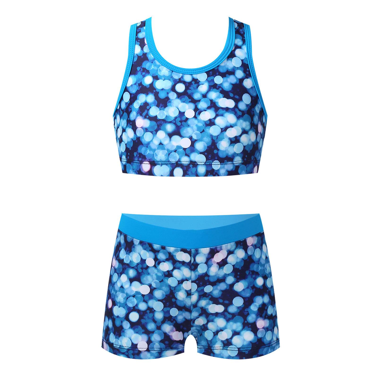 Manyakai Clubkleding Zacht Ademend Elastische Tailleband Boyshorts Onderstukken Tank Vest Tops 2-delige Sportsets 15-16 Years blauw