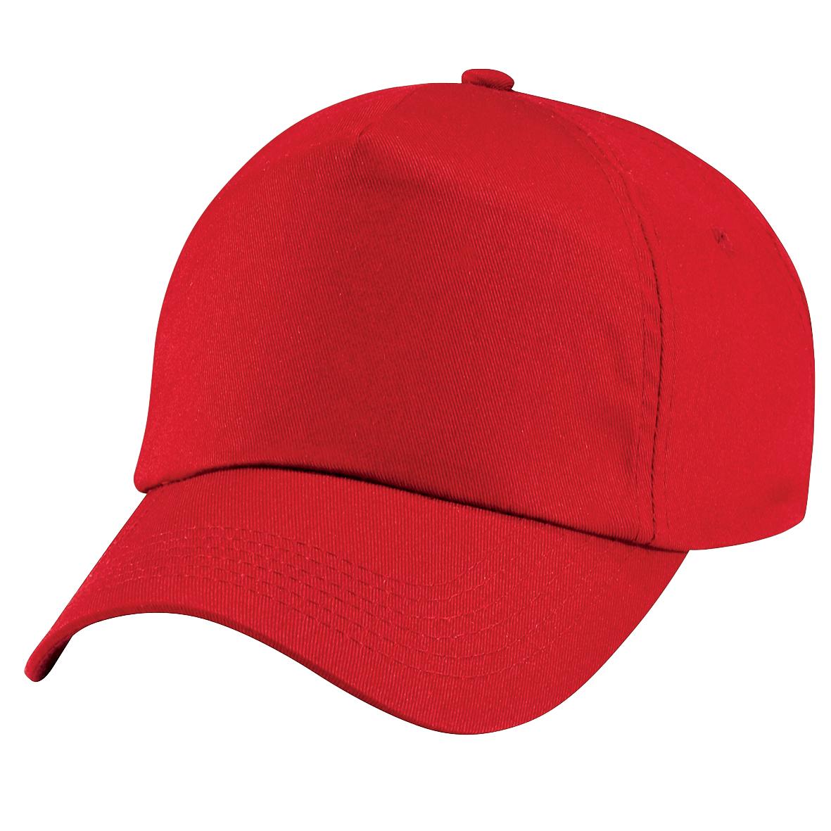 Beechfield effen unisex junior originele baseballpet met 5 panelen One Size rood