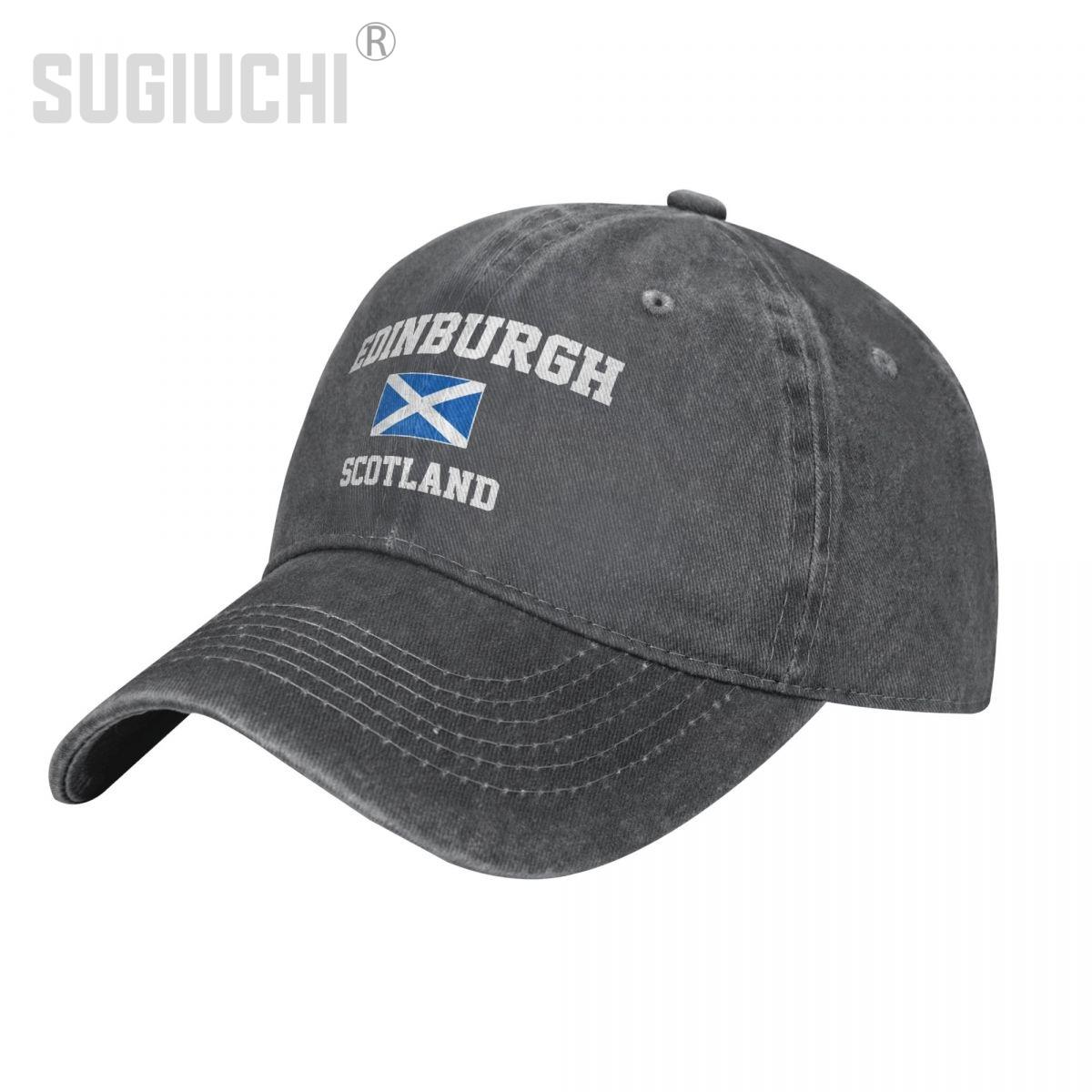 91530103MABXANBX49 Vlag van Schotland Edinburgh Unisex Volwassen Houtskool Gewassen Denim Baseball Cap Unisex Klassieke Vintage Katoen Papa Patriottische Trucker Hoed One Size