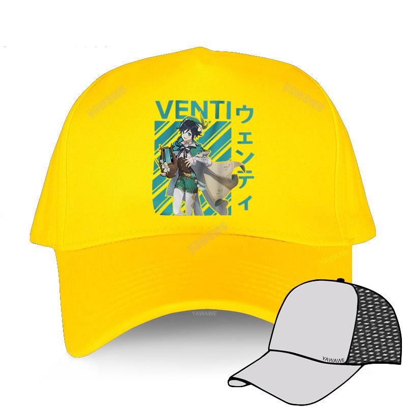 NOmo Home Katoenen hoeden voor heren Venti Genshin Impact klassiek Unieke baseballpetten Grafisch Anime Game luxe pet Verstelbare unisex hiphophoed Adjustable