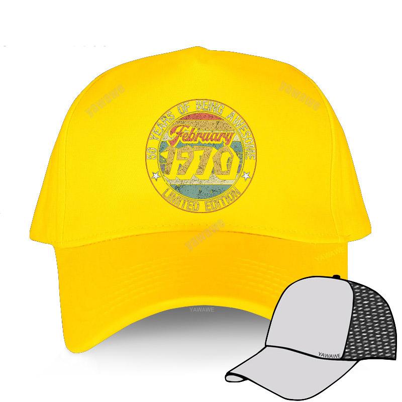NOmo Home luxe verstelbare dames hiphophoed Urban Vintage Geboren februari 1970 man korte zonnehoed 52e verjaardagscadeau Katoenen baseballpet Adjustable