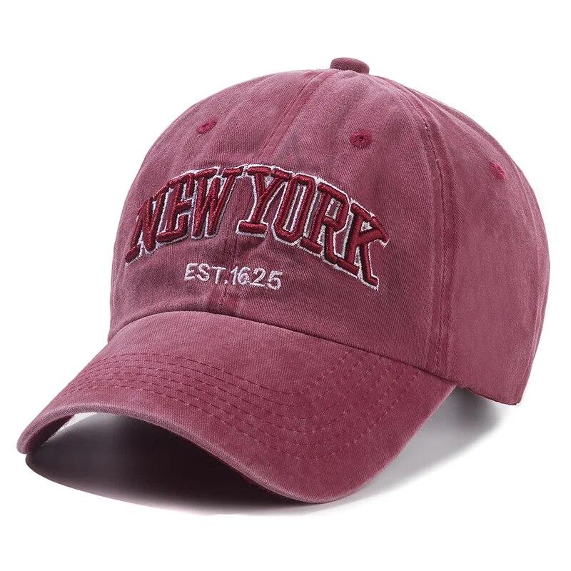 UP POSITIVE Unisex gewassen katoenen vintage pet Hoge kwaliteit NEW YORK Letterborduurwerk Baseballpet Heren en dames Outdoorsporthoeden 56cm-60cm rood