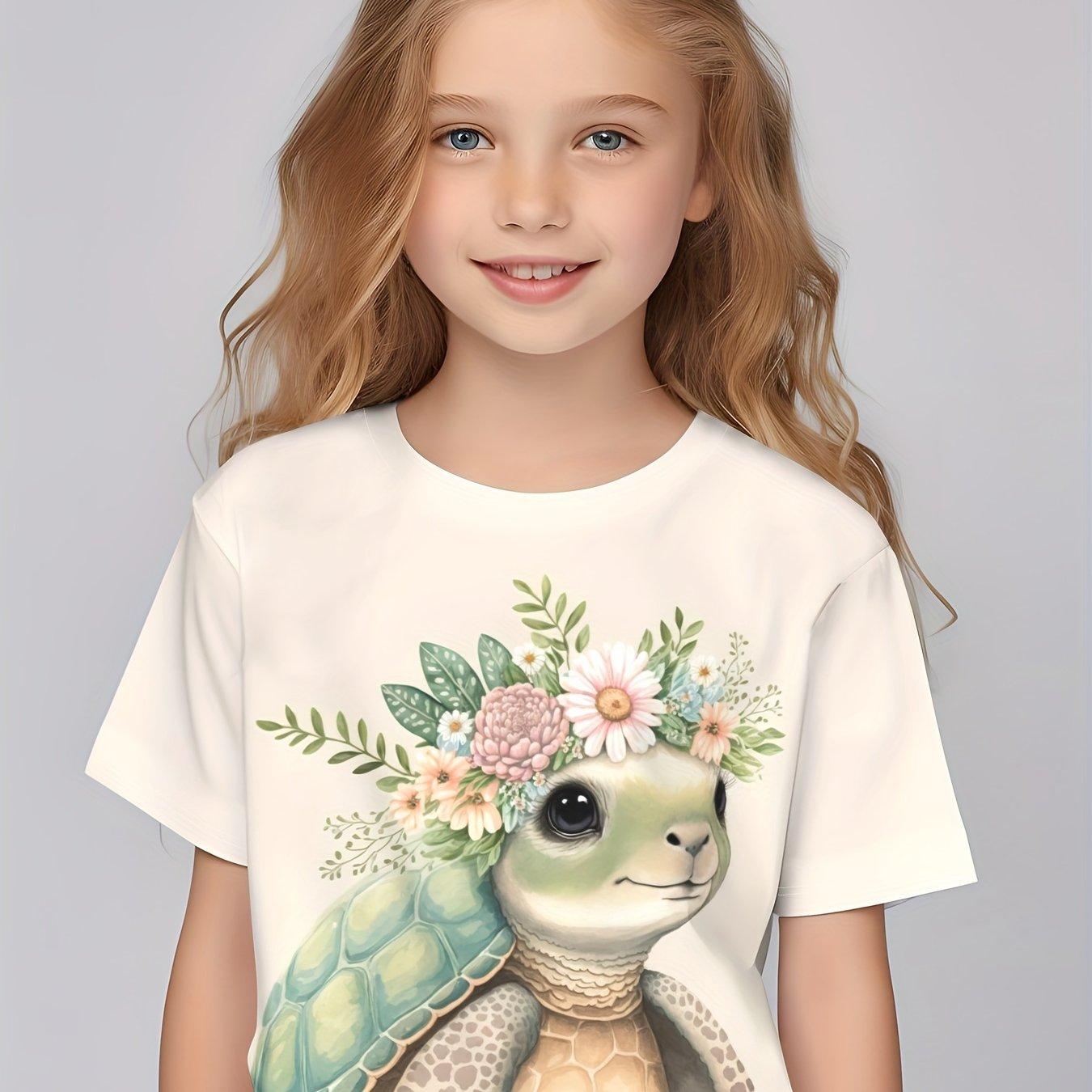 Xuhaijian02 Kinderkleding Meisjes Betoverende 3D Fee Print Korte Mouw T-shirt Tops Comfortabele Ronde Hals Casual T-shirts Kinderkleding Meisjes 160