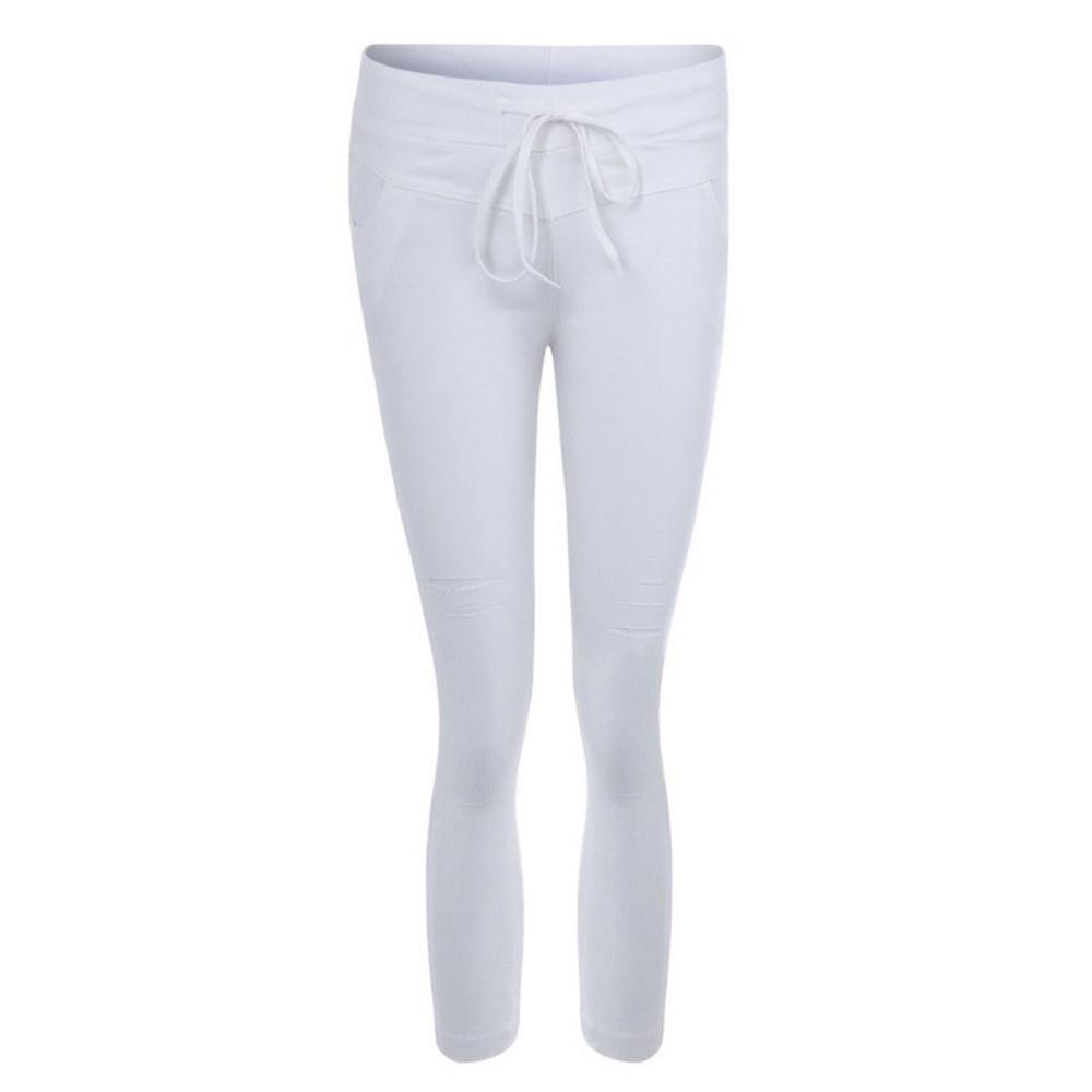 Acioa Dames legging met gat, gescheurde slanke stretchbroek met trekkoord XXXXL
