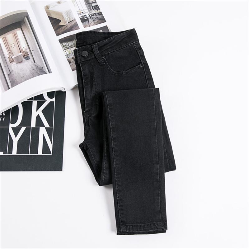 Dimanaf 2022 Zomer Slim Jeans Lange Broek Vrouwen Elastische Slim Basic Broek Losse Casual Denim Vrouwelijke Casual Broek Broek Blauw Zwart XL