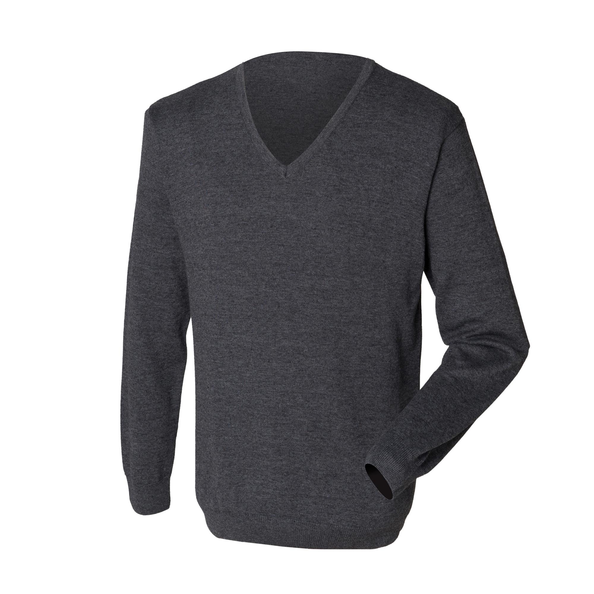 Henbury heren 12 gauge fijngebreide trui / sweatshirt met V-hals L