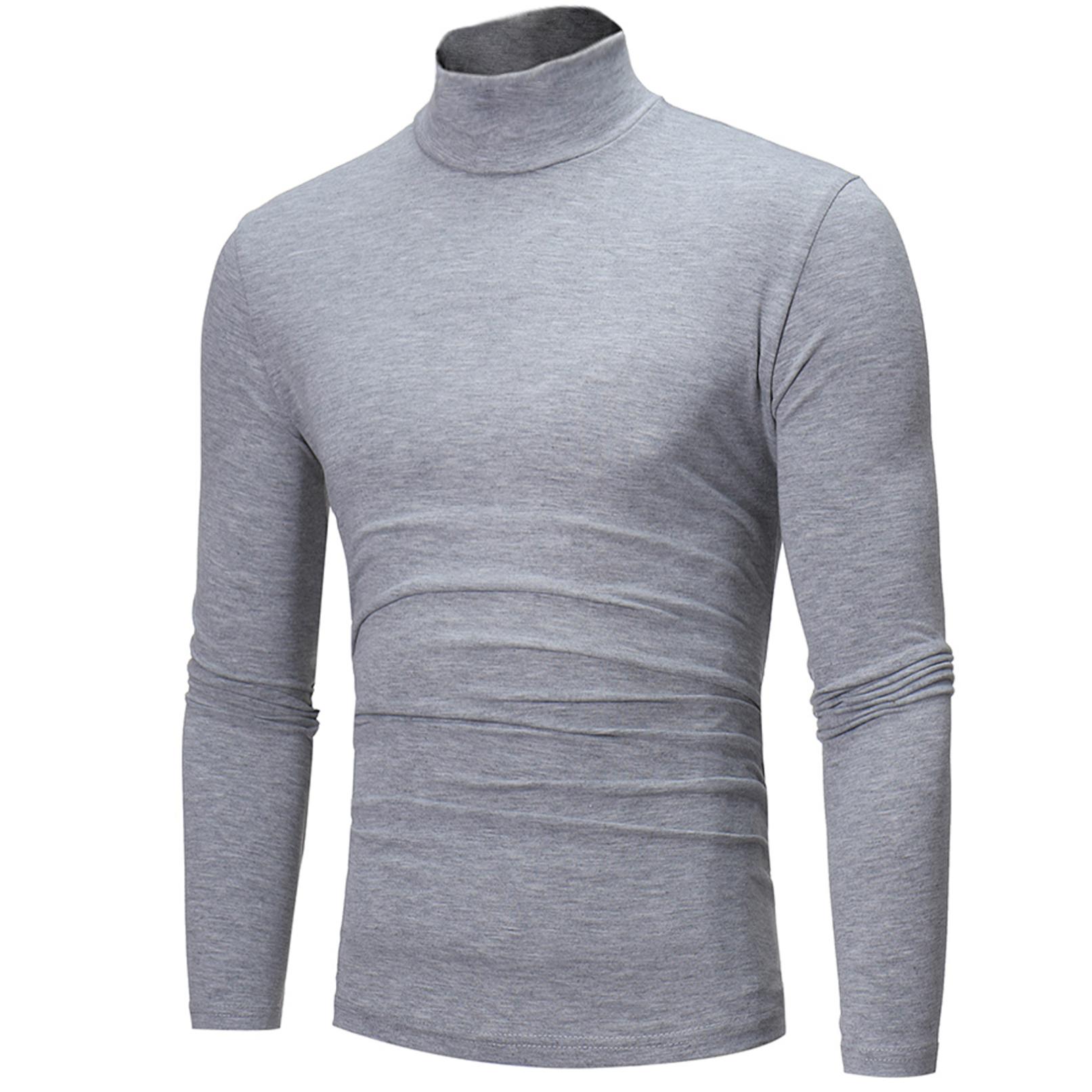 Manyakai Heren T-shirt met lange mouwen Coltrui Jumper Ondershirt Hoge hals Tee Tops Pullover L