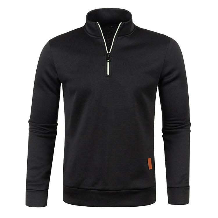 King Billion Effen Kleur Jas Heren Herfst Winter Lange Mouw Ritssluiting Stand Kraag T-shirts voor Heren Pullover Top Sport Mannelijk XXXXL zwart