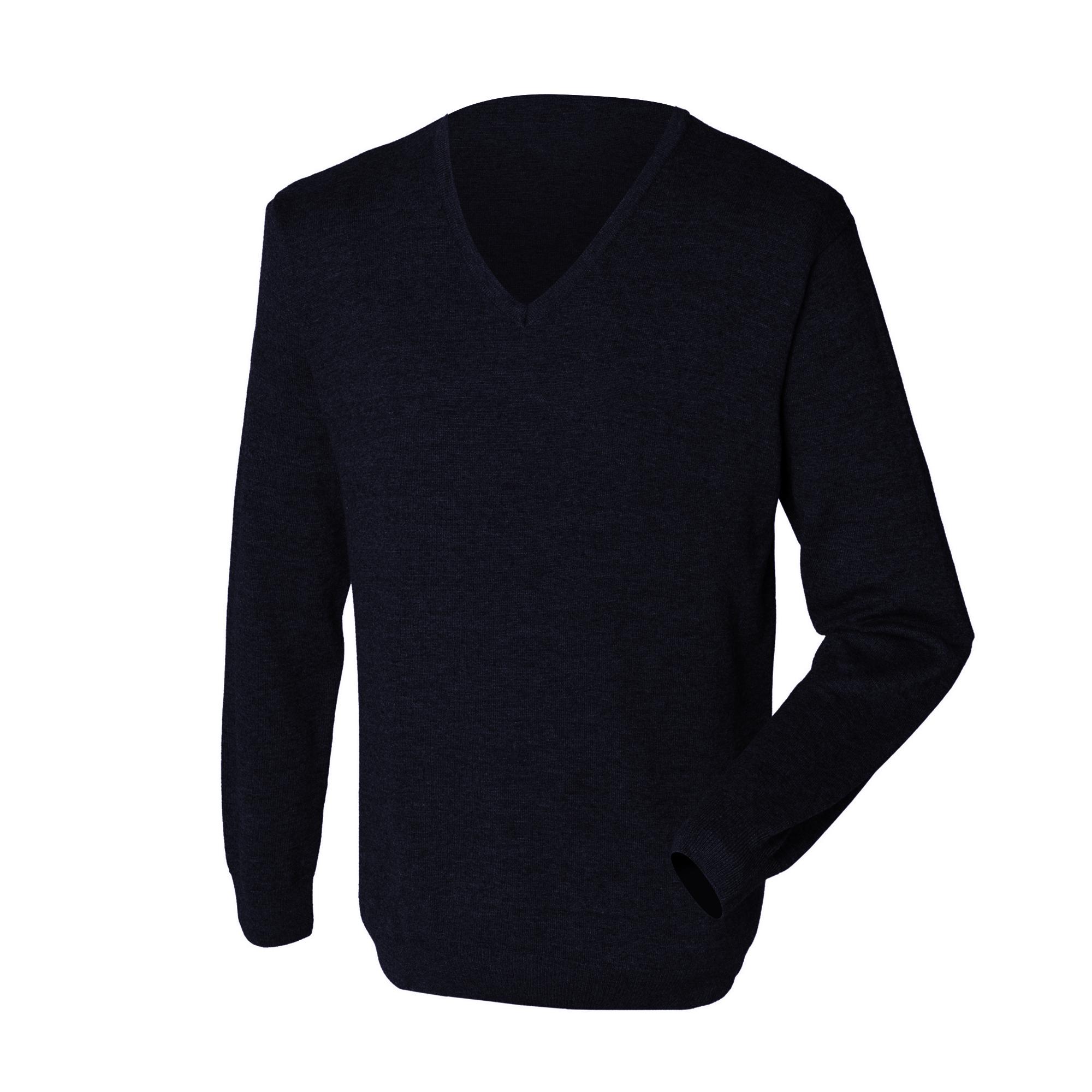 Henbury heren 12 gauge fijngebreide trui / sweatshirt met V-hals XS