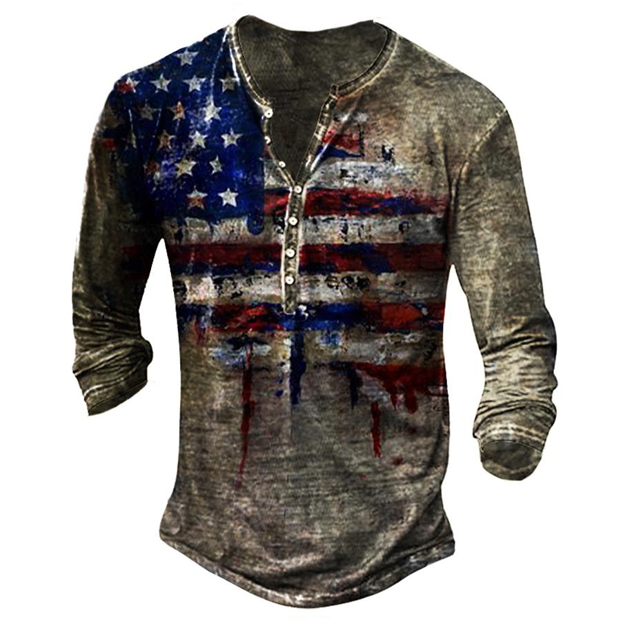 Haodingfushi Lente Herfst Nieuwe Heren 3D Digitale Print Lange Mouw Knoop T-shirt Heren Hip Hop Casual Sport Ronde Hals Tops XXL