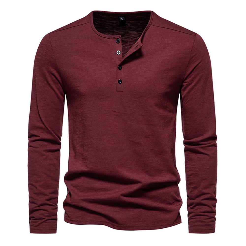 King Billion Heren T-shirt met lange mouwen, katoen, slim fit, onderkant, shirt, fitnesstops, T-shirts, knoopsluiting, casual, gezellig T-shirt S