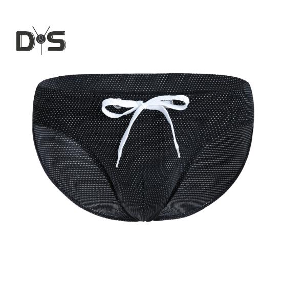 DYS Men Clothing Zomerzwemslip voor heren, laagbouw zwembroek met trekkoord, sneldrogend, verstelbaar taillezwempak S zwart