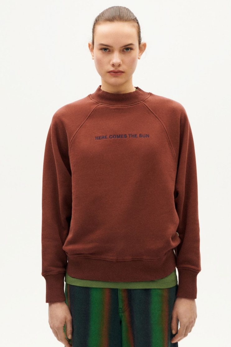 Thinking mu Damen vegan Sweatshirt Here Comes The Sun Braun