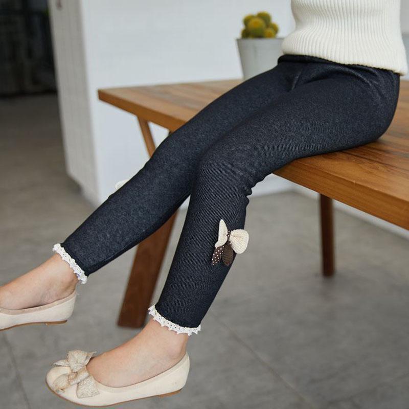 Home Whispers Meisjesbroeken Dikke warme winter lente Jean Bow Bottom-legging Kinderbroeken Kinderbroeken 150