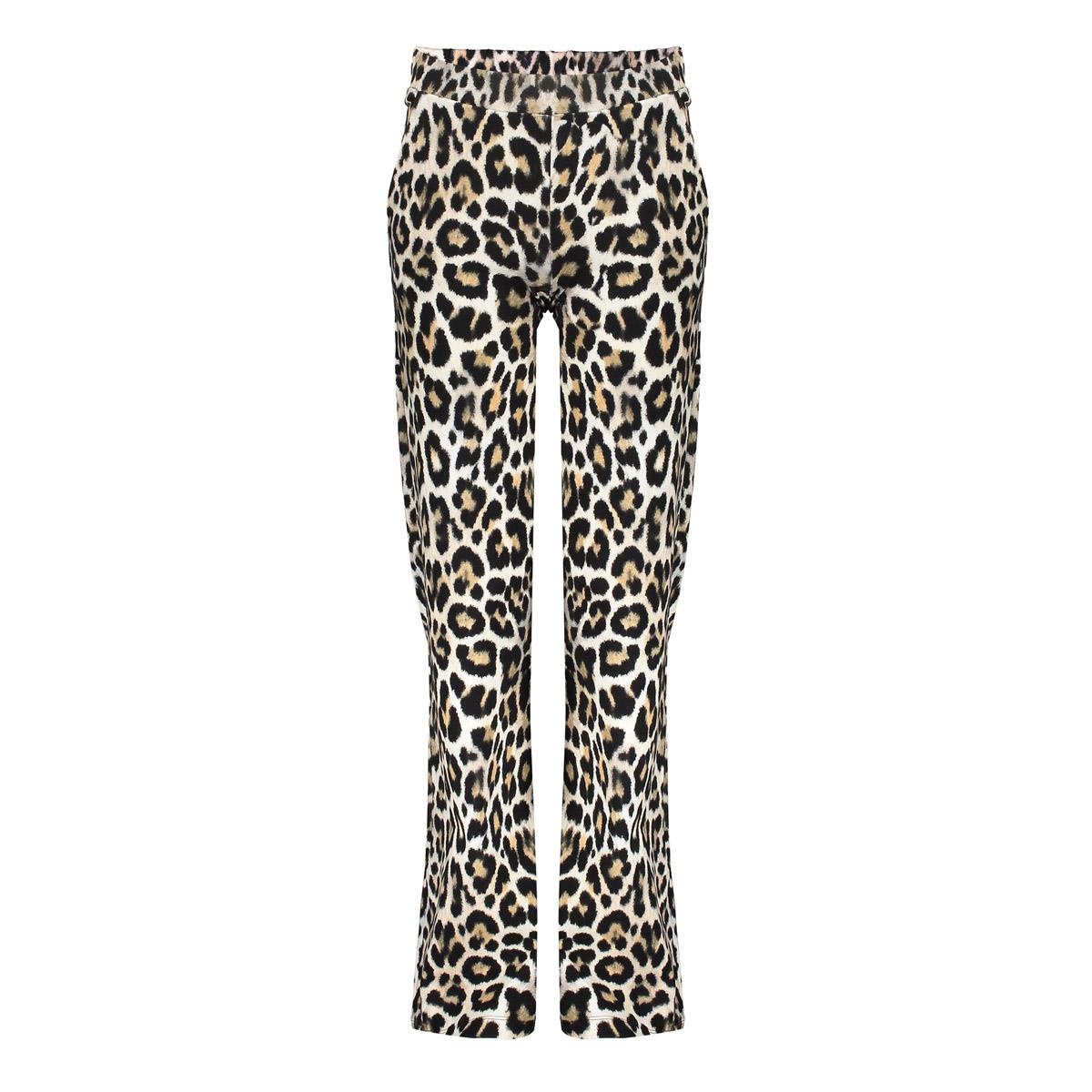Geisha winter wide broek meisjes - zwart/zand - AOP luipaard