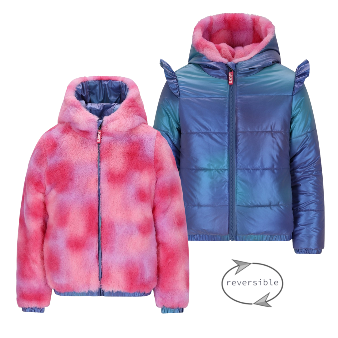 B.Nosy winter winterjas meisjes - navy blauw - Joy - reversible