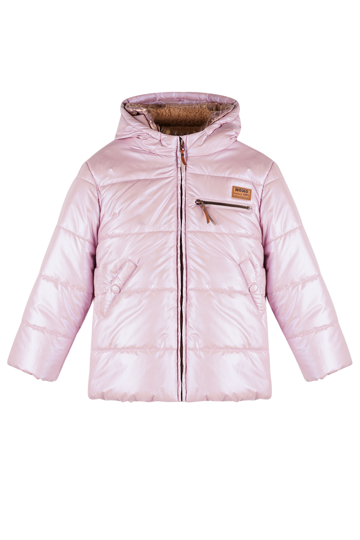 NoNo winter winterjas meisjes - roze - Bubble - dubbele capuchon, middellang