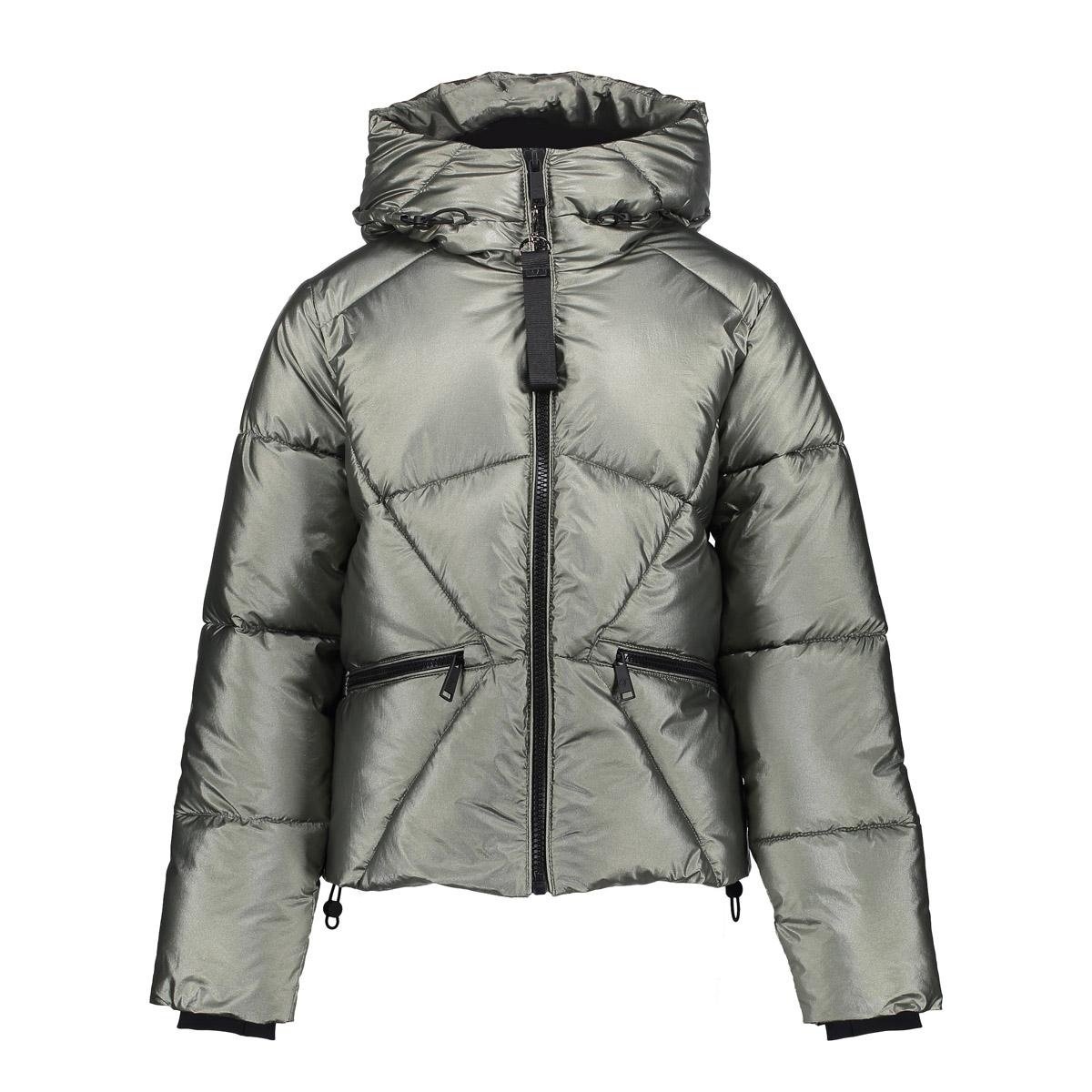 Geisha winter jas meisjes - groen - boxy - metallic