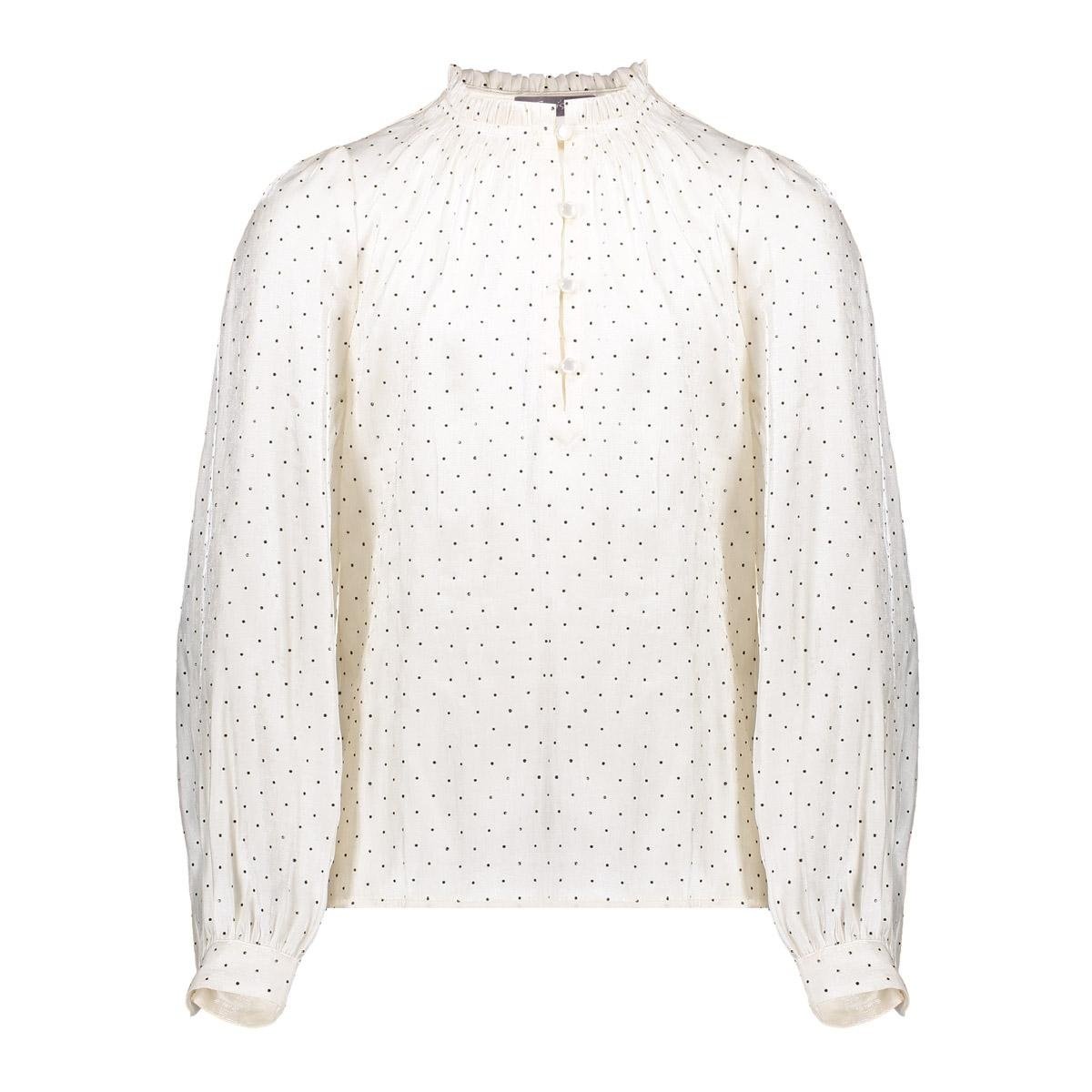 Geisha winter blouse meisjes - wit/zwart - shiny stippen