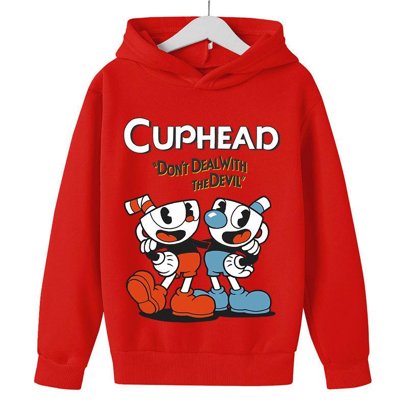 Trendy Hoodie Kids Game Cuphead hoodie Jongens Meisjes mode cartoon sweatshirt lente en herfst model Horror Kleding Lange Mouw 3-13Yrs 140