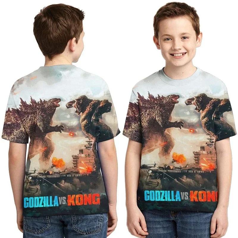 ETST WENDY 013 Godzilla Vs Monster King Kong T-shirt 3D Digital Printing T-shirt Cartoon Kinderen Jongens Meisjes Korte mouwen Zomer Kleding Gift 140cm