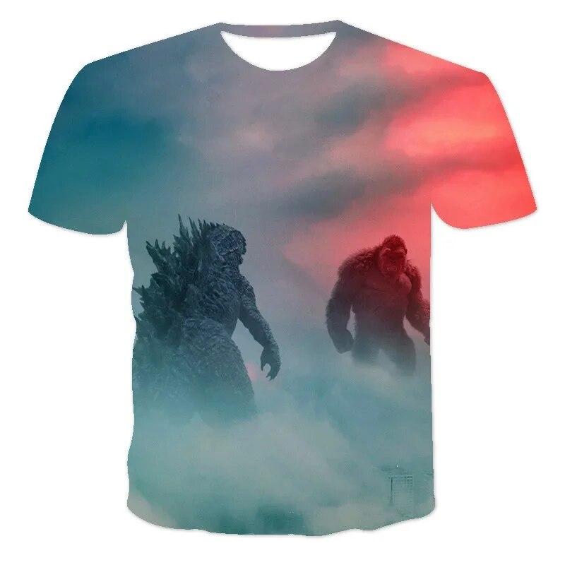 ETST WENDY 013 Godzilla Vs Monster King Kong T-shirt 3D Digital Printing T-shirt Cartoon Kinderen Jongens Meisjes Korte mouwen Zomer Kleding Gift 160cm