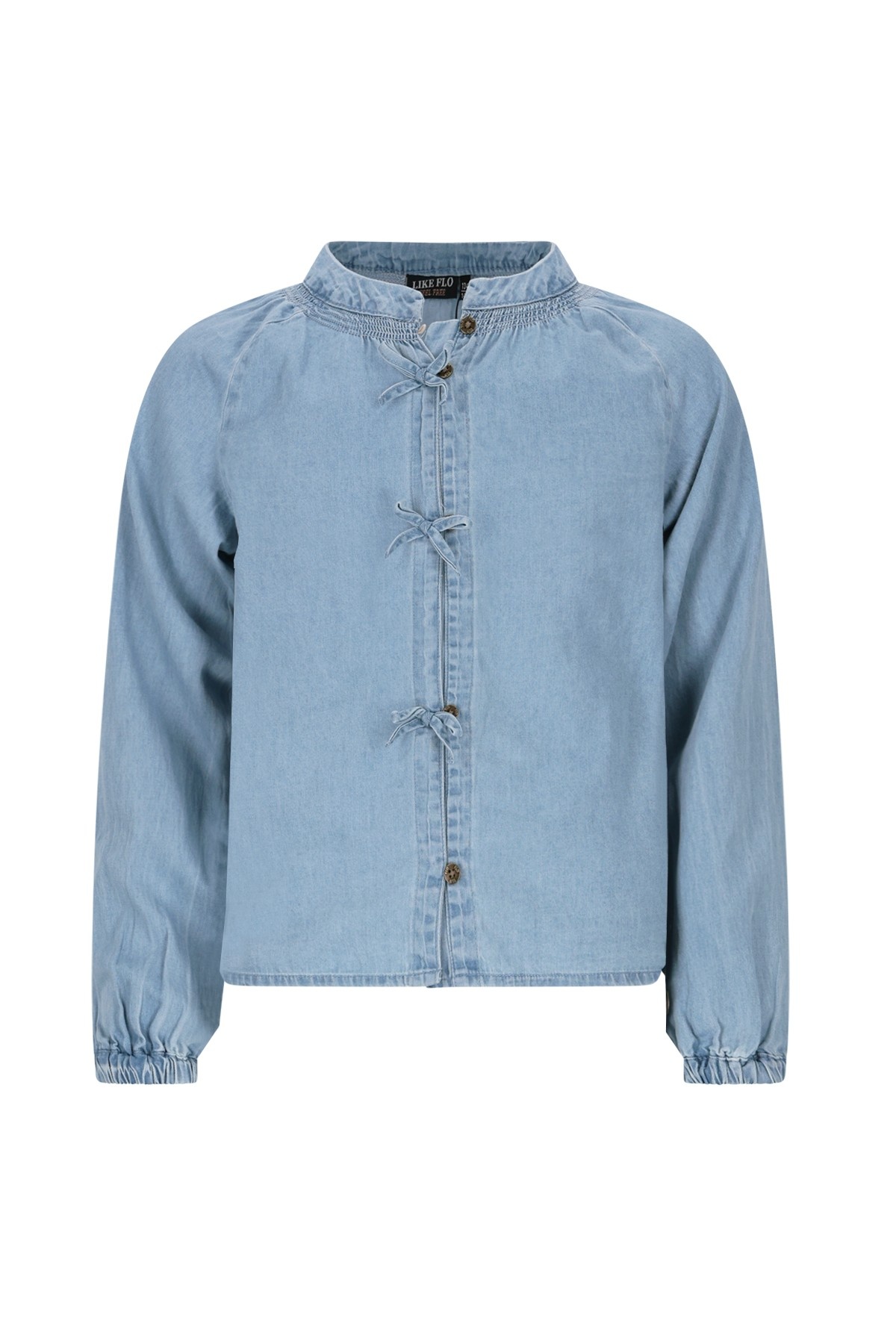 Like Flo winter blouse meisjes - blauw - Chei - chambrey - nep strik sluiting