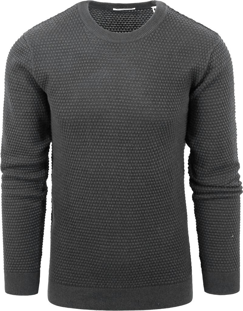 KnowledgeCotton Apparel Trui Vagn Antraciet