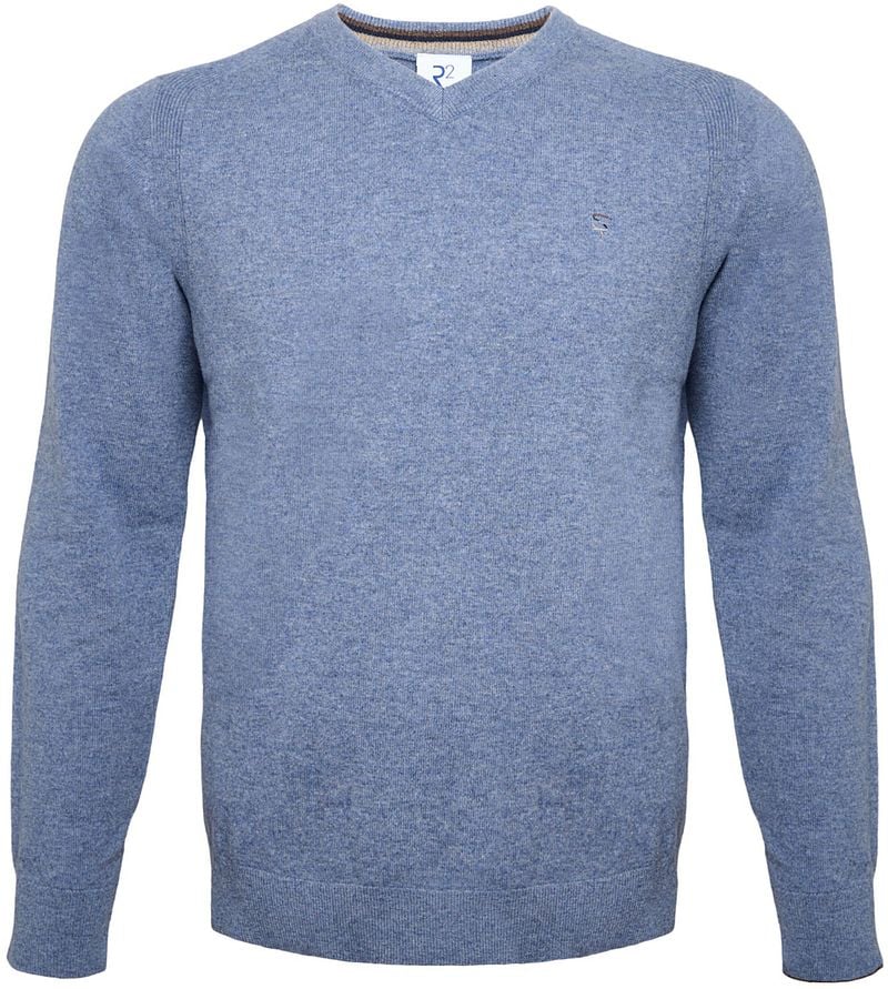 R2 Amsterdam R2 Trui V-Hals Merinowol Blauw