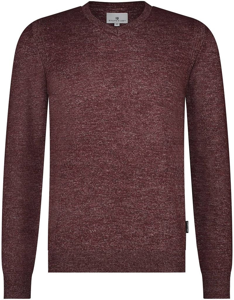 State of Art Trui V-Hals Melange Bordeaux
