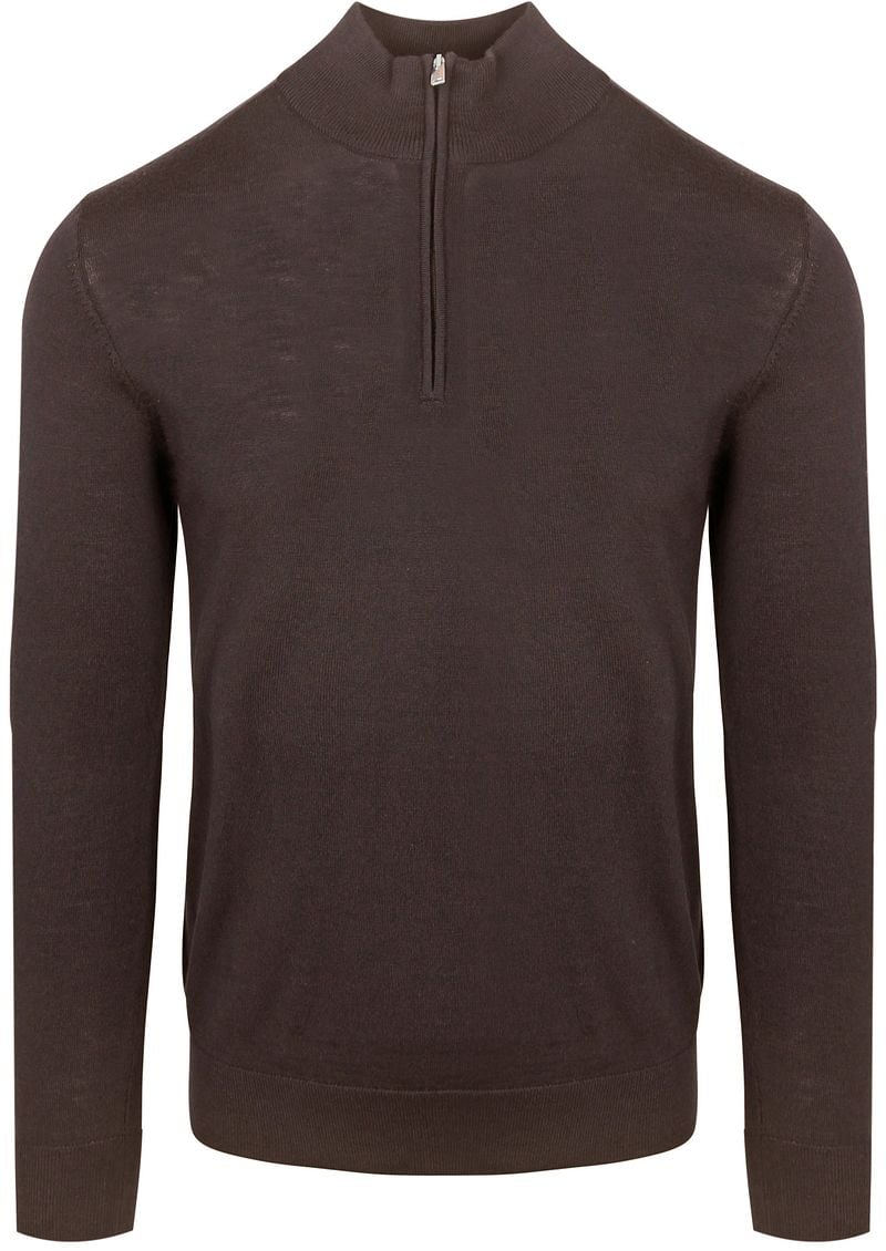 Profuomo Half Zip Pullover Merinowol Bruin