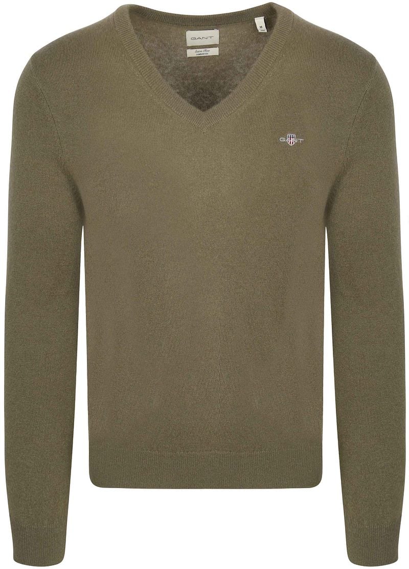 Gant Pullover V-Hals Woolblend Army Groen
