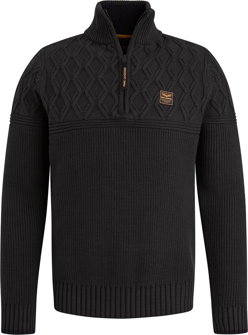 PME Legend Knitted Half Zip Trui Zwart
