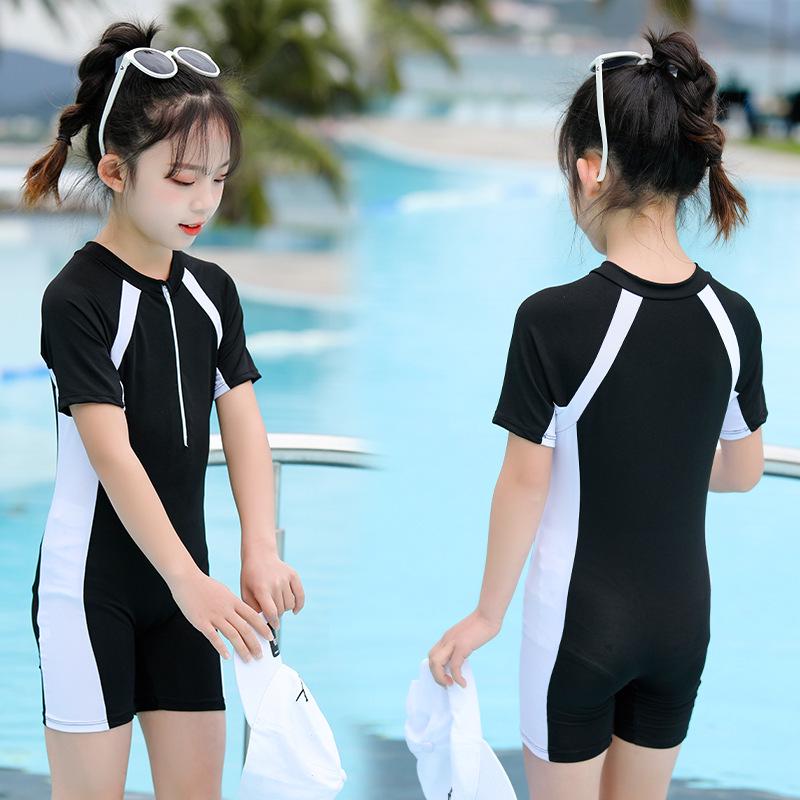 EchoMart Snel drogend badpak voor meisjes van 2 tot 11 jaar: Modieus en professioneel voor sport en vakantie Size 14: Height 120CM, 40-50 kg zwart
