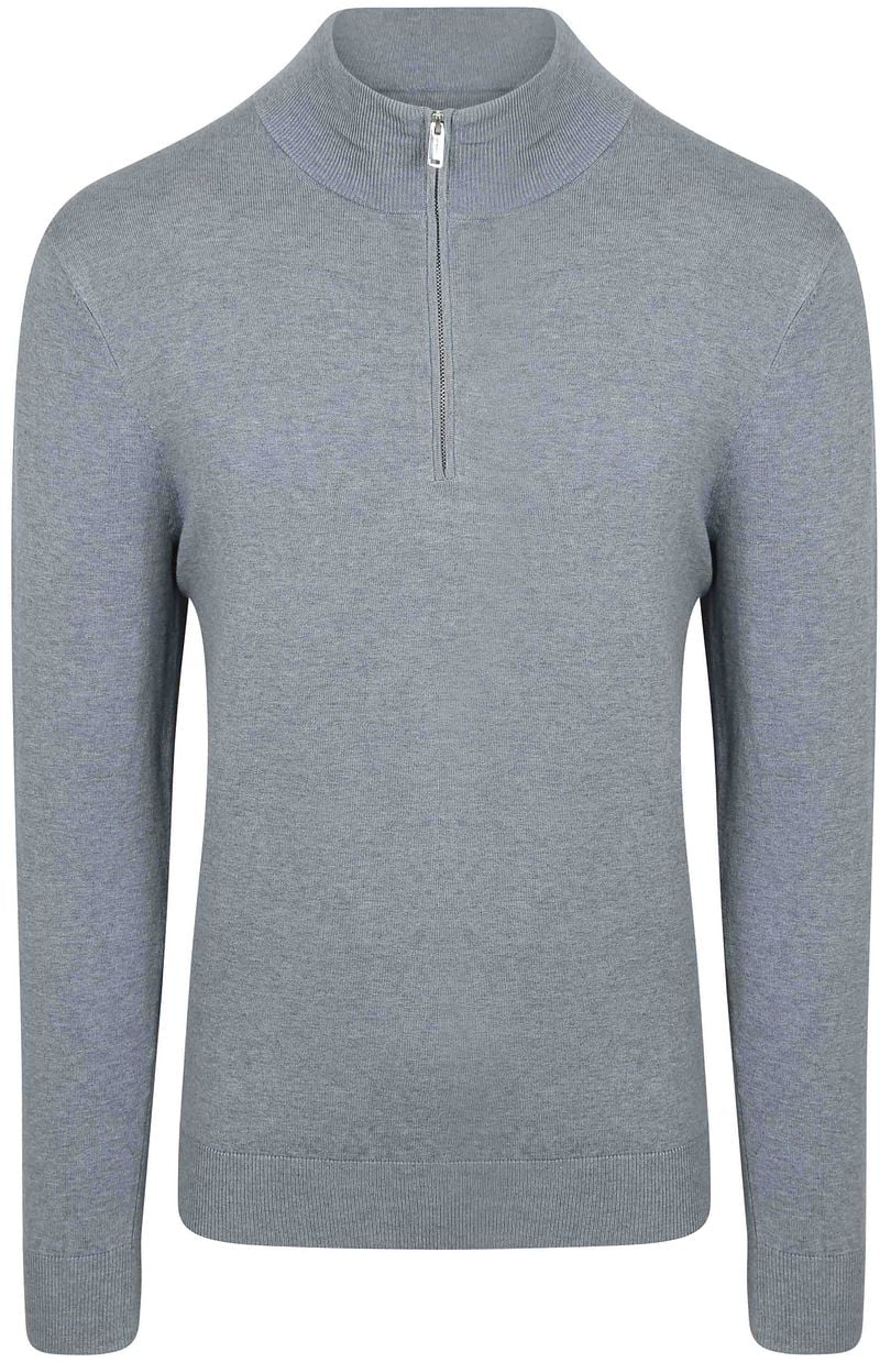 Profuomo Half Zip Pullover Luxury Basic Blauw